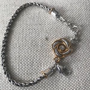 Brighton silver bracelet with silver & gold flower charm